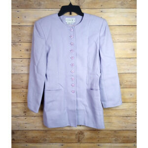 Vintage Women Suit Jacket 6 Lavender Purple Button Up Long Sleeve Business Wear